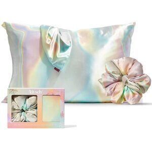 KITSCH Aura Sleep Standard Queen Satin Pillowcase Scrunchie Hair Tie NEW